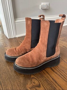 Paris Texas Brown Suede Chelsea Platform Ankle Boots